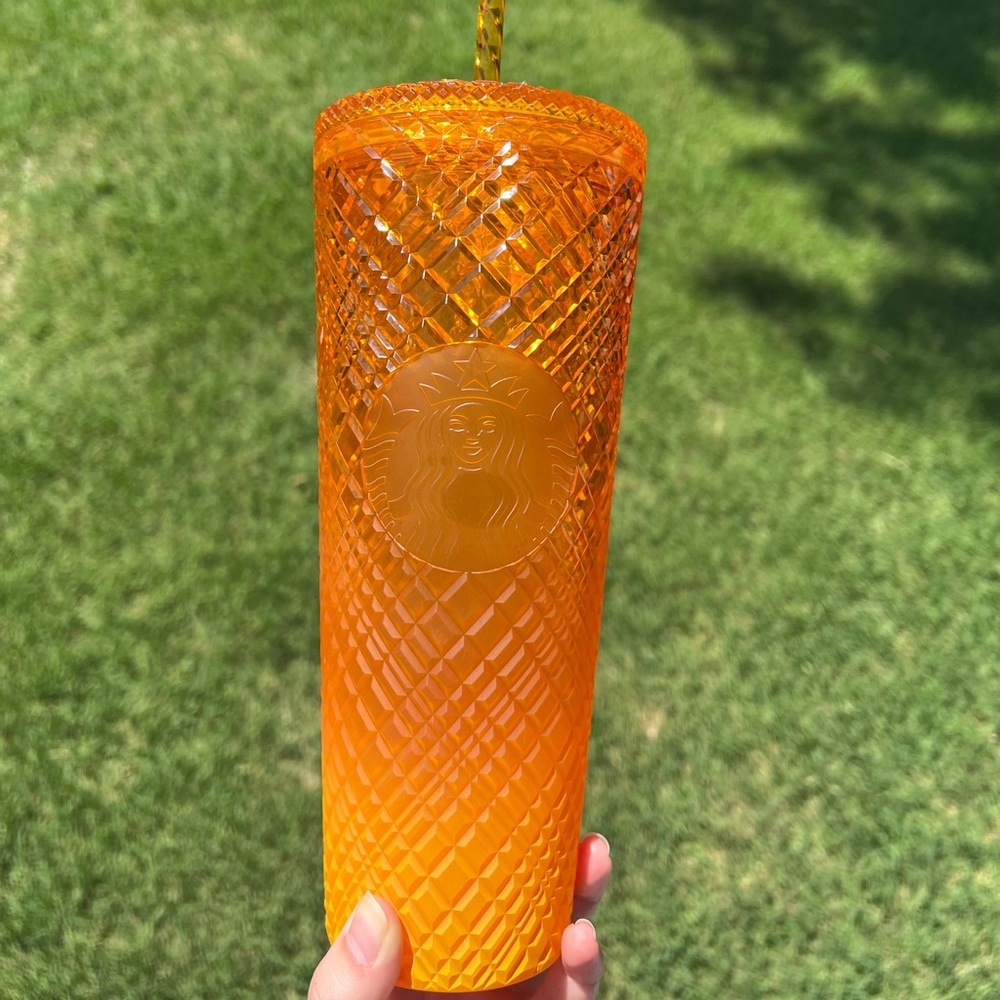 Starbucks 2022 mango summer collection orange jeweled venti tumbler